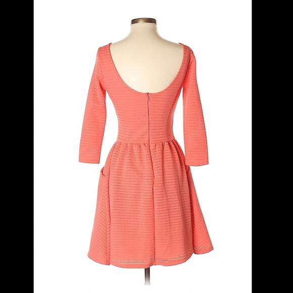 Miami salmon pink fit and flare mesh overlay ballerina dress, small - Picture 2 of 7